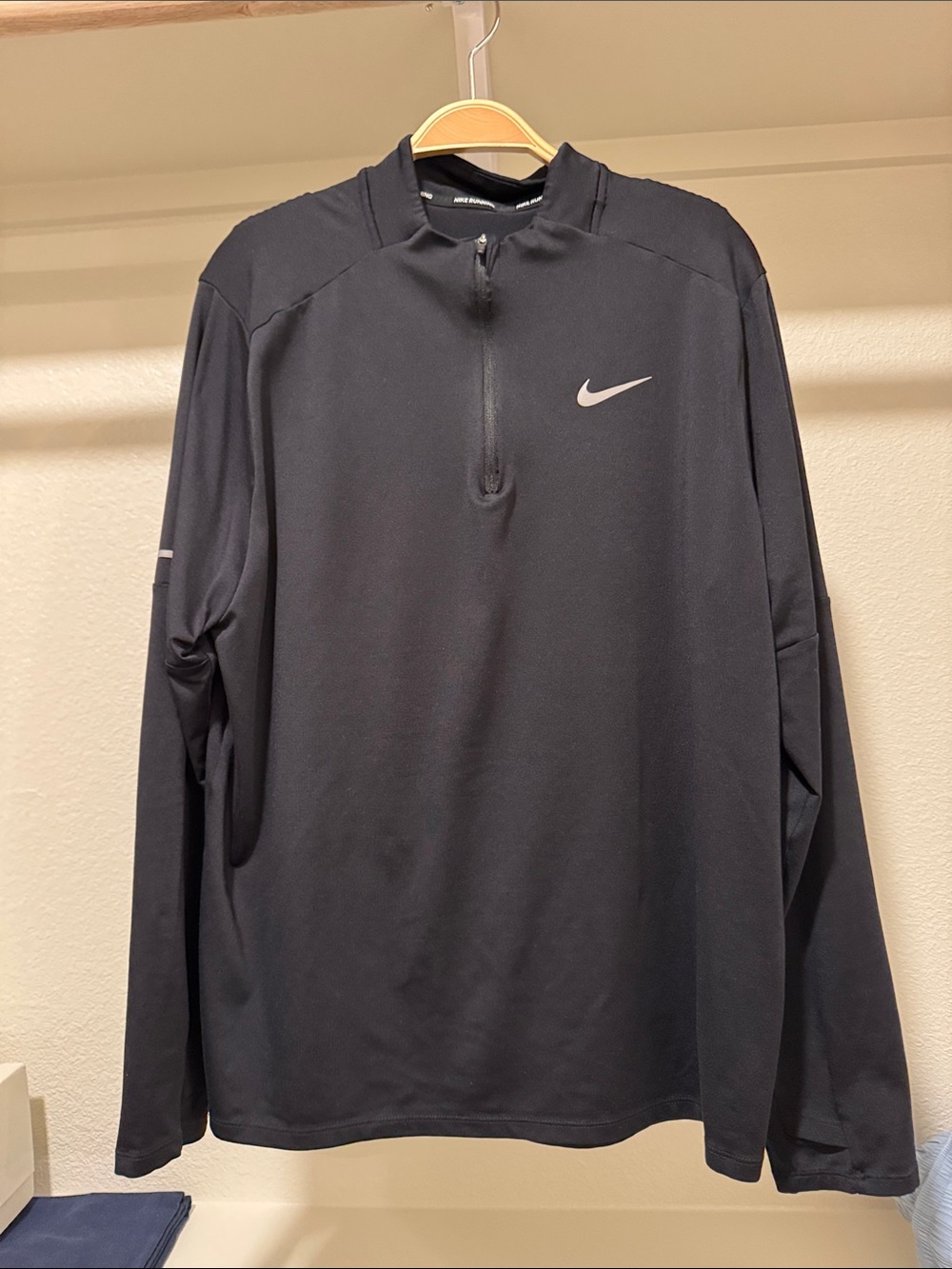 Nike Black Quarter-Zip Performance Pullover Jacket with Finger Slit